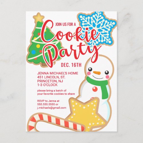 Merry Christmas  Santa Claus Cookie Exchange Holiday Postcard