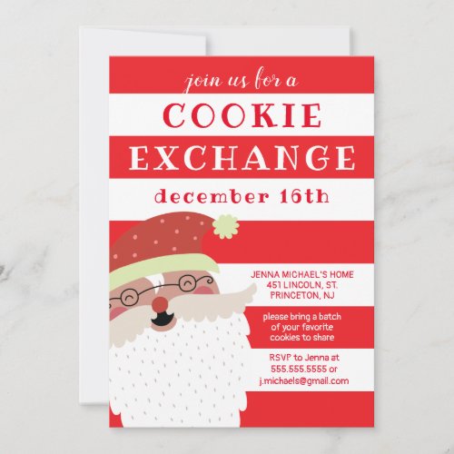 Merry Christmas  Santa Claus Cookie Exchange Invitation