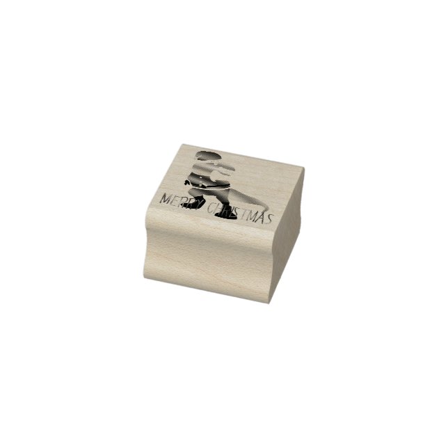 merry christmas, santa claus dinosaur character rubber stamp (Stamp)
