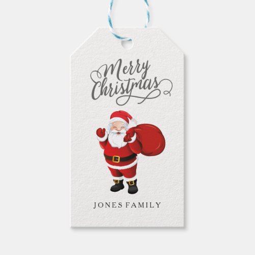 Merry Christmas Santa Claus Family Name Gift Tags