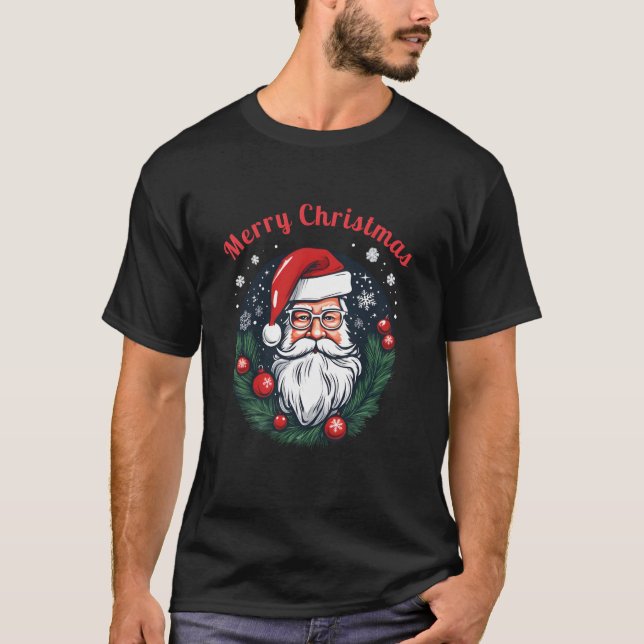 Merry Christmas Santa Claus Festive Holiday T-Shirt (Front)