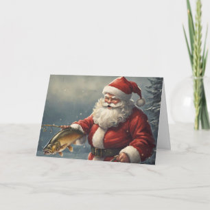 Merry Christmas Santa Claus Fishing Fishmas Fish Card