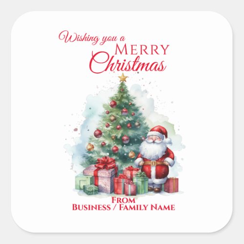 Merry Christmas Santa Claus Flat  Square Sticker