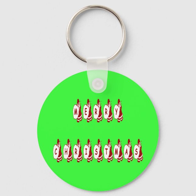 Merry Christmas Santa Claus Font Keychain (Front)