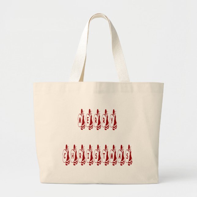 Merry Christmas Santa Claus Font Large Tote Bag (Front)