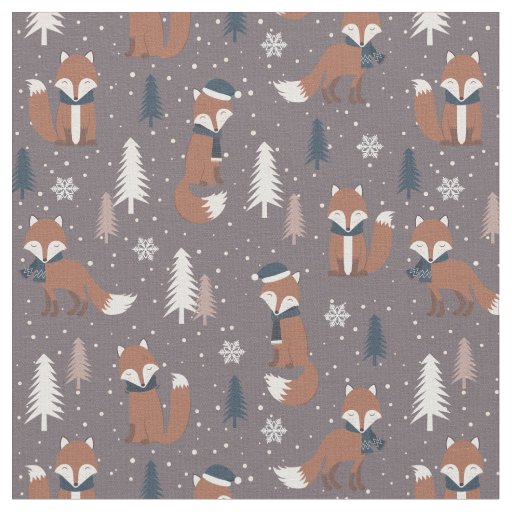 Merry Christmas Santa Claus Fox  Pattern Fabric