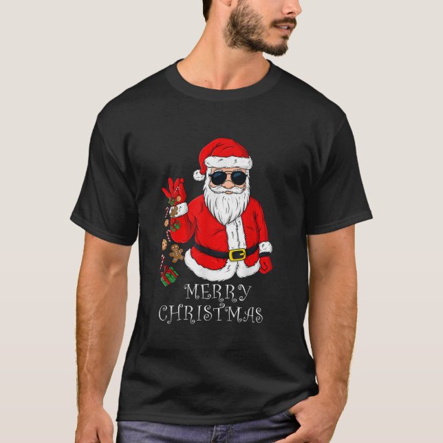 Merry Christmas Santa Claus Funny Family Pajamas X T-Shirt (Front)