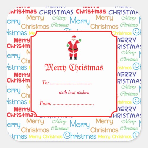 Merry Christmas  Santa Claus Gift Square Sticker
