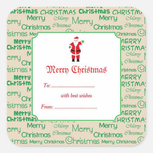 Merry Christmas  Santa Claus Gift Square Sticker