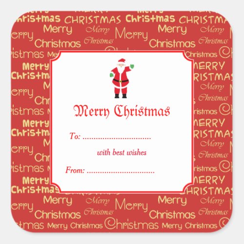 Merry Christmas  Santa Claus Gift Square Sticker