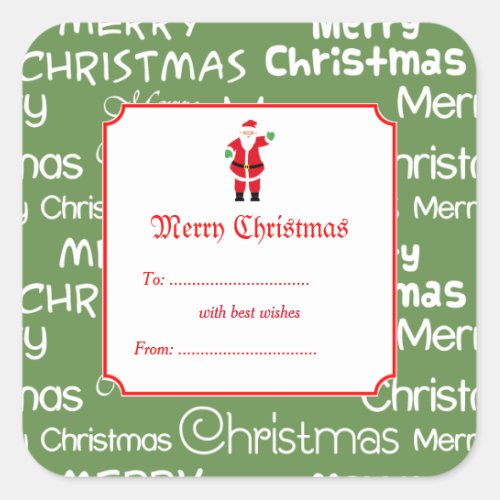 Merry Christmas  Santa Claus Gift Square Sticker