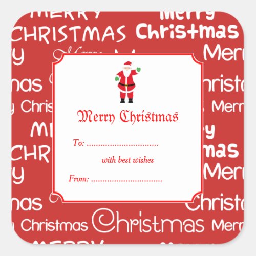 Merry Christmas  Santa Claus Gift Square Sticker