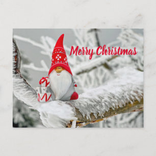 Merry Christmas Santa Claus Gnome Festive Holiday Postcard