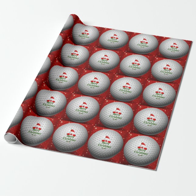 Merry Christmas Santa Claus Golf Ball Wrapping Paper (Unrolled)