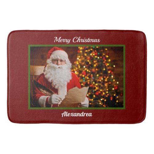 Merry Christmas Santa Claus Happy Holidays Bath Mat