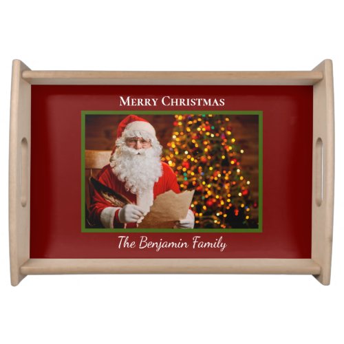 Merry Christmas Santa Claus Happy Holidays Serving Tray