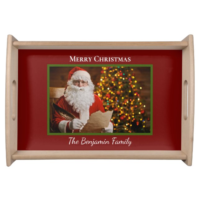Merry Christmas Santa Claus Happy Holidays Serving Tray (Front)