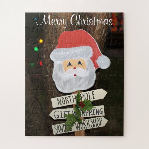 Merry Christmas Santa Claus Holiday Lights Jigsaw Puzzle