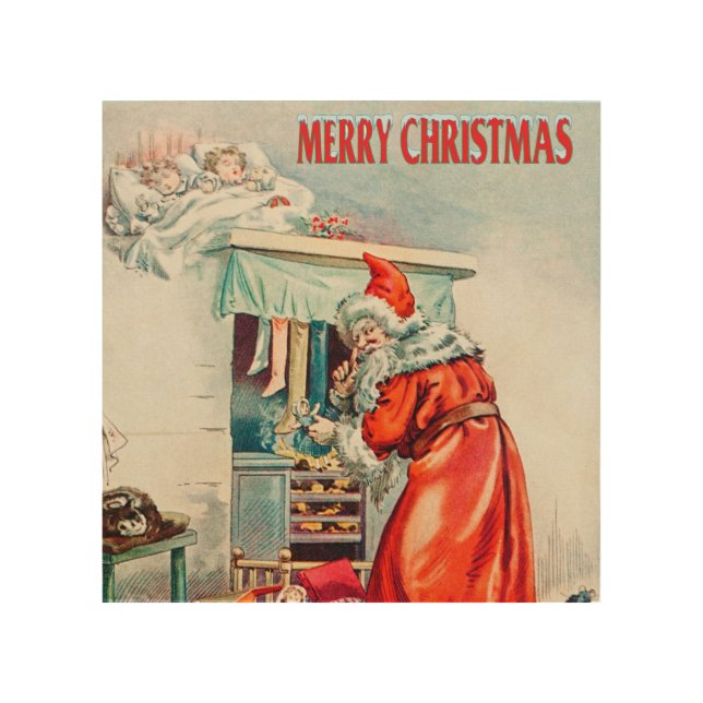 Merry christmas - santa claus holiday  wood wall art (Front)