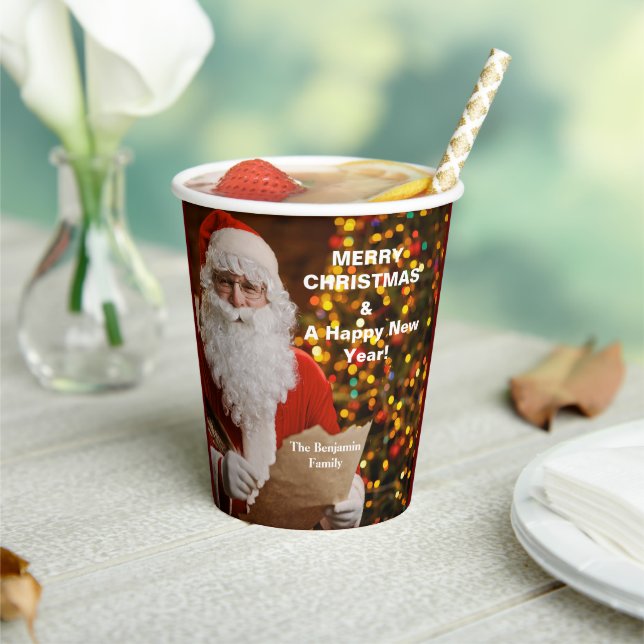 Merry Christmas Santa Claus Holidays Personalize Paper Cups (Insitu)