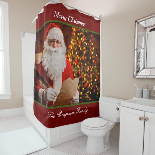 Merry Christmas Santa Claus Holidays Personalize Shower Curtain