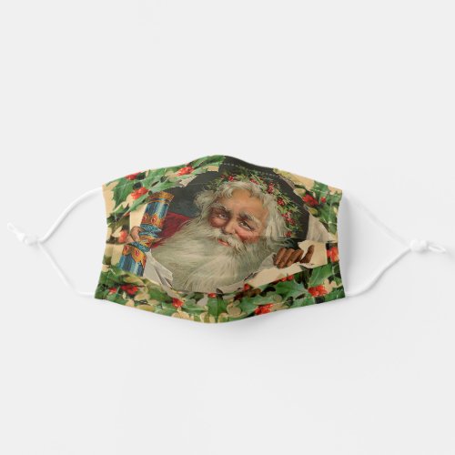 Merry Christmas Santa Claus Holly Adult Cloth Face Mask