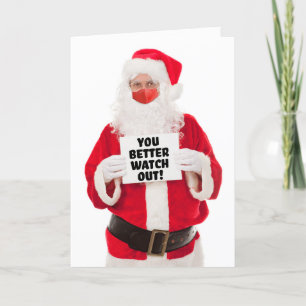 Merry Christmas Santa Claus In Covid Face Mask Holiday Card