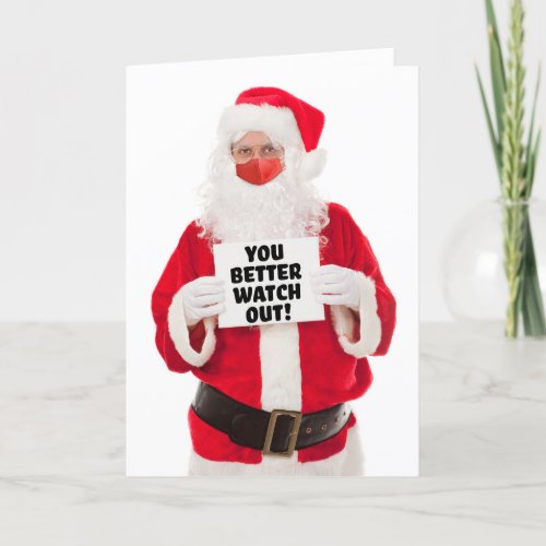 Merry Christmas Santa Claus In Covid Face Mask Holiday Card