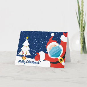 Merry Christmas Santa Claus in Face Mask Holiday Card