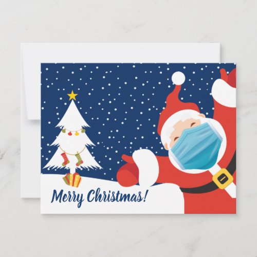 Merry Christmas Santa Claus in Face Mask Holiday Card