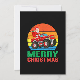 Merry Christmas Santa Claus Monster Truck Xmas Tod Invitation