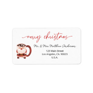 Merry Christmas Santa Claus Mug Holiday Address Label