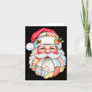 Merry Christmas Santa Claus Patchwork Pajamas Xmas Card