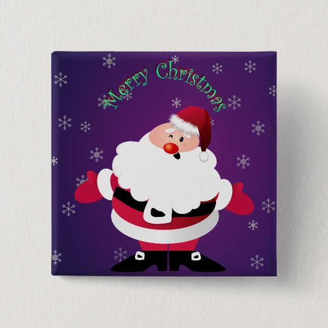 Merry Christmas Santa Claus Pinback Button (Front)
