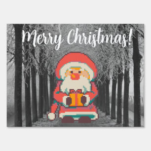 Merry Christmas Santa Claus Pixelart, Pixel Art Sign