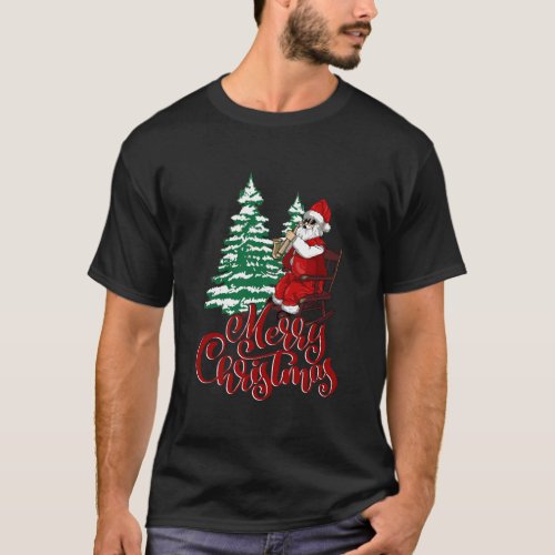 Merry Christmas Santa Claus Playing Saxophone Vint T_Shirt