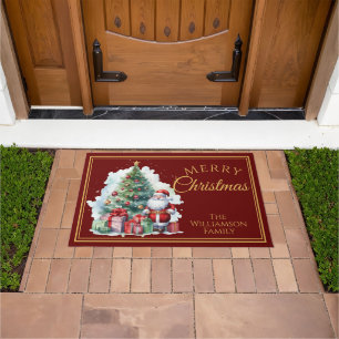 Merry Christmas Santa Claus Red Doormat