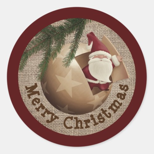 Merry Christmas Santa Claus Round Stickers