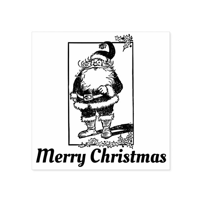 Merry Christmas Santa Claus Rubber Stamp (Imprint)