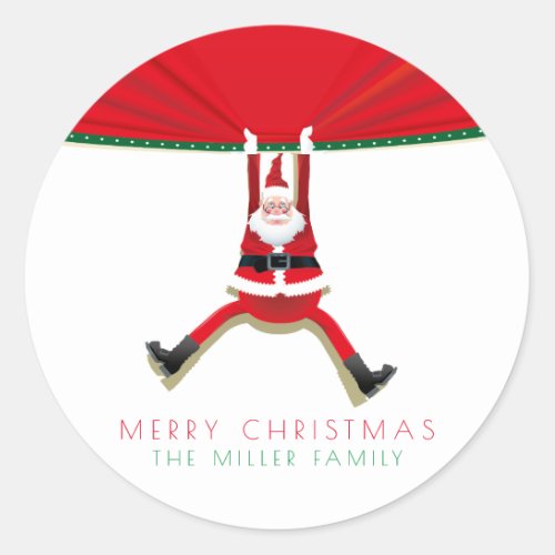 Merry Christmas Santa Claus simple minimal Classic Round Sticker