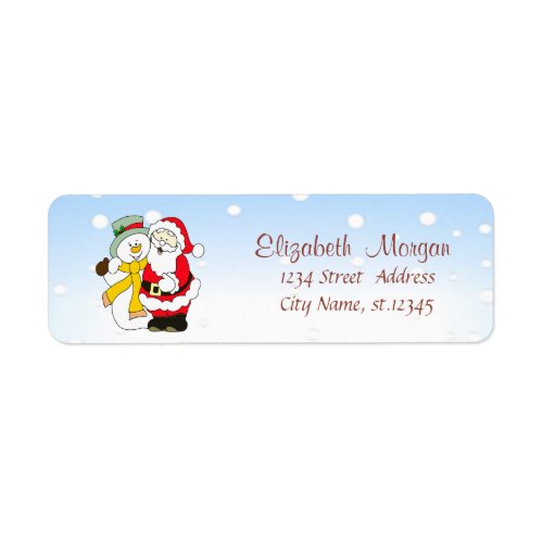 Merry ChristmasSanta ClausSnowman Label