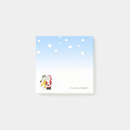 Merry ChristmasSanta Claus Snowman _Personalized Post_it Notes