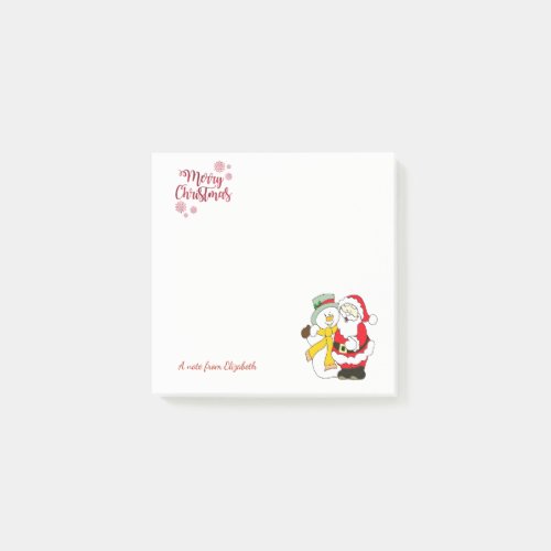 Merry ChristmasSanta ClausSnowman_Personalized Post_it Notes