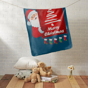 Merry Christmas Santa Claus Tree Stokings X-mas Baby Blanket