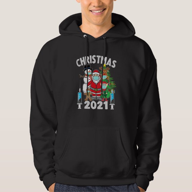 Merry Christmas  Santa Claus Wearing Mask Hoodie (Front)