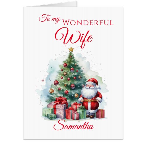 Merry Christmas Santa Claus Wife Oversized Card