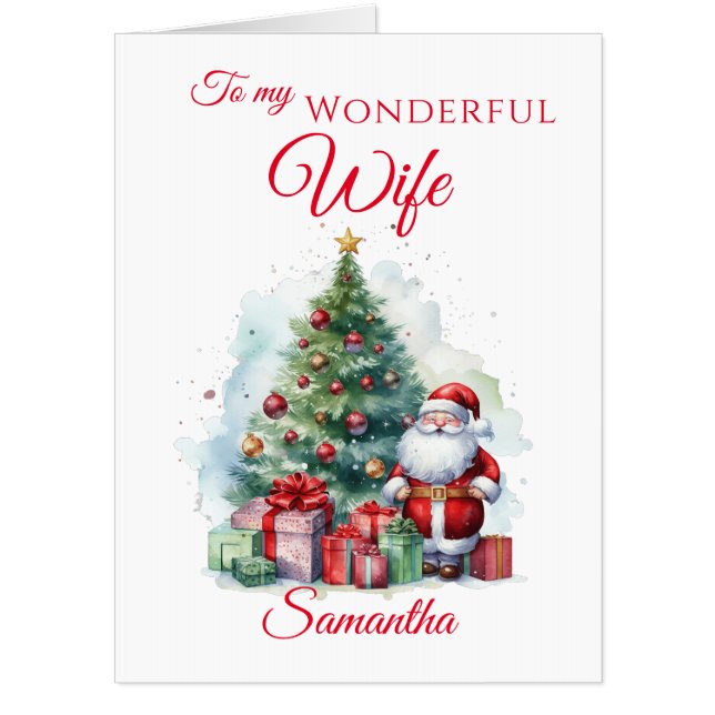 Merry Christmas Santa Claus Wife Oversized Card (Front)