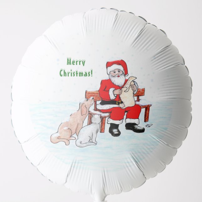 Merry Christmas! Santa Claus with Cat and Dog Balloon (Front)