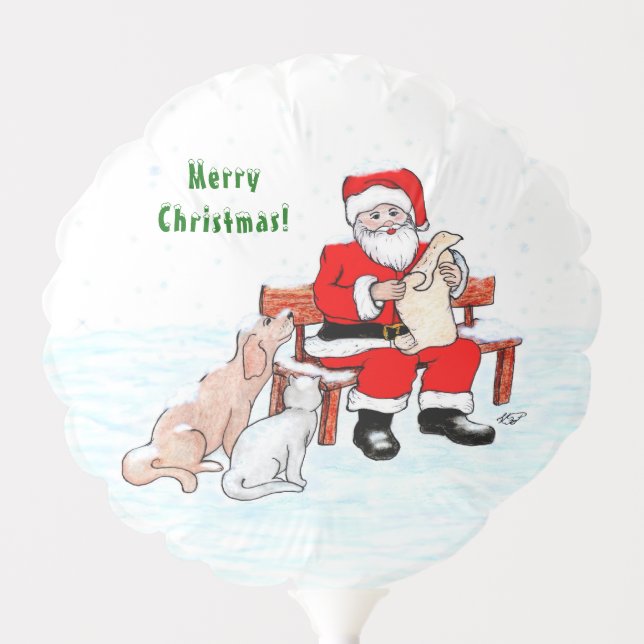 Merry Christmas! Santa Claus with Cat and Dog Balloon (Front)