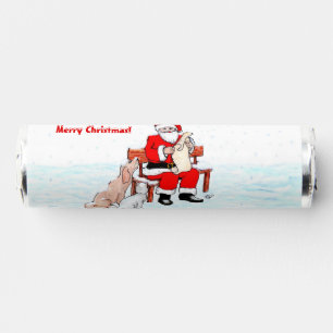 Merry Christmas - Santa Claus with Cat and Dog Breath Savers® Mints